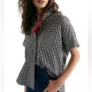 Black and White Checkered Women's Top